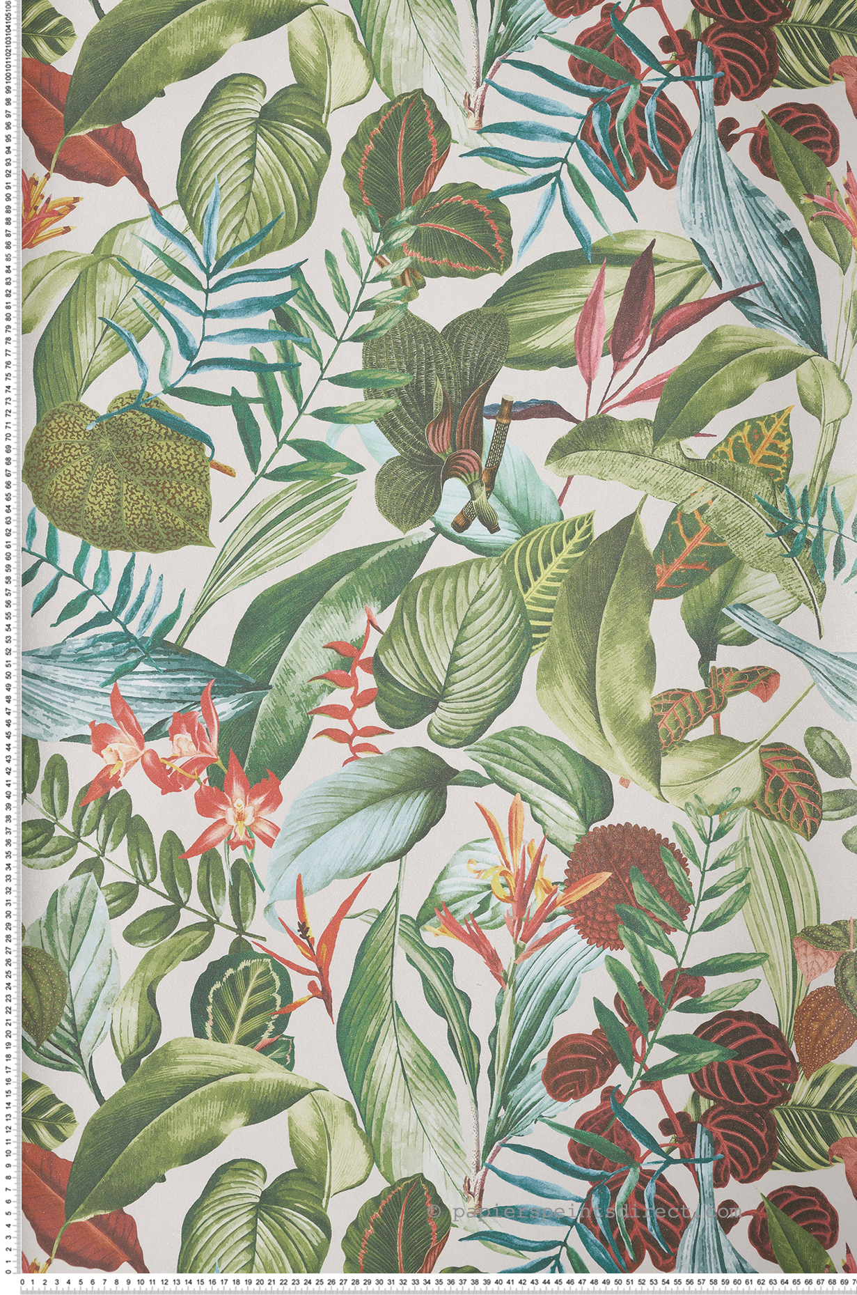 Papier peint Feuillage Tropical Kiribati gris irisé - Moorea de Montecolino | Réf. MC-26740