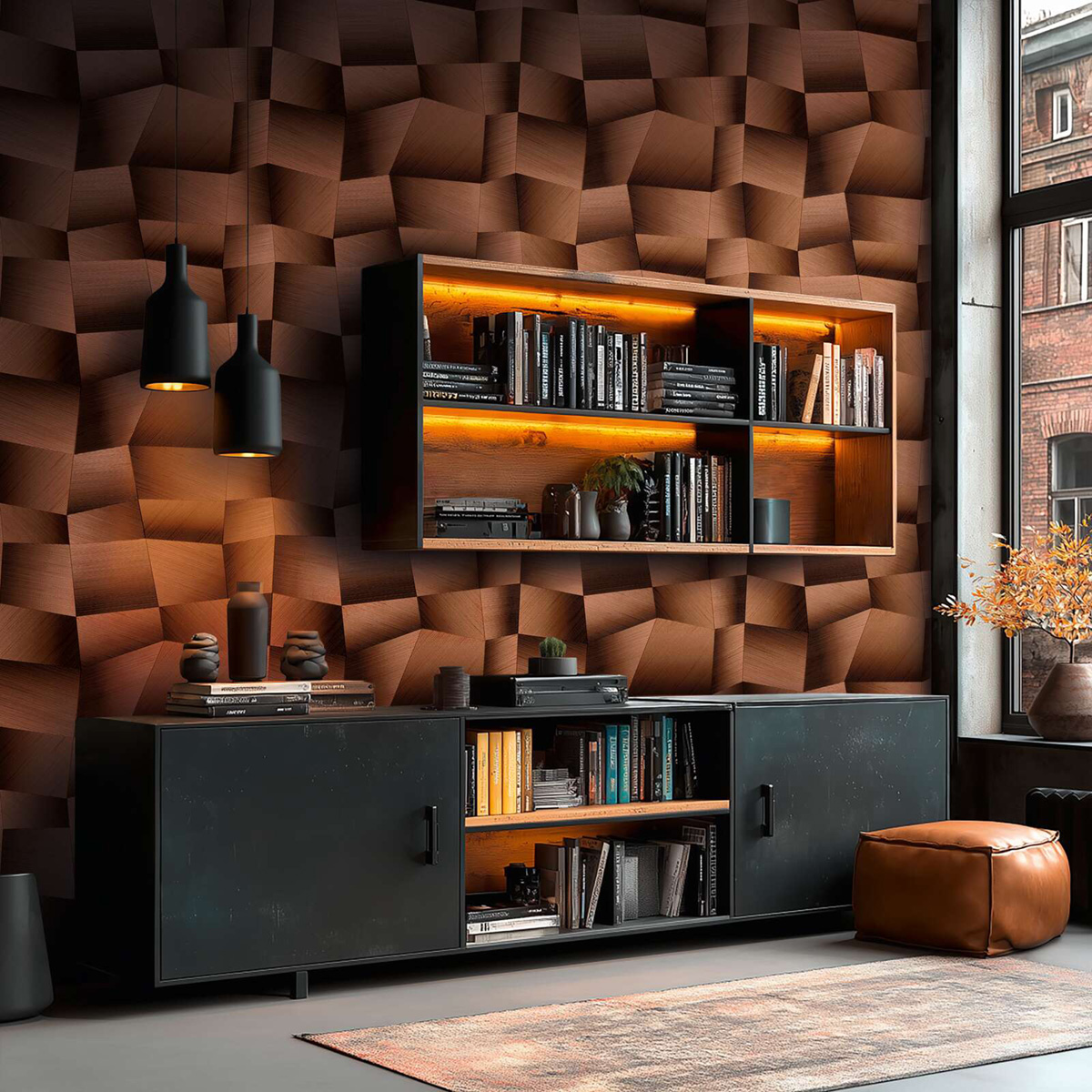 Papier peint Panneaux Géométriques Métal cuivre - Vibes & Styles d'A.S. Création AMB3| Réf. AS-791971