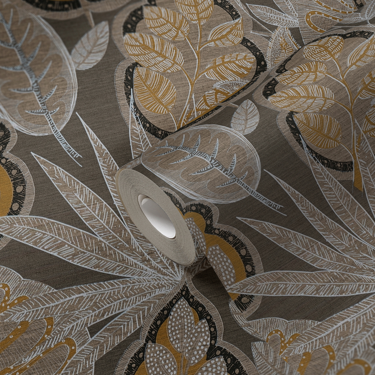Papier peint Feuillage Symbole Indiana brun ocre - Famous Garden d'A.S. Création AMB5 | Réf. AS-393463