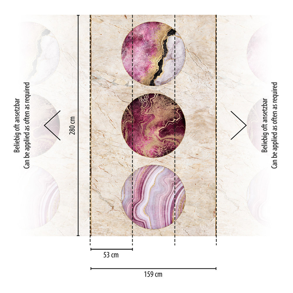 Papier peint panoramique Rond Marbre rose framboise - The Wall 3 d'A.S. Création AMB3 | Réf. AS-398511