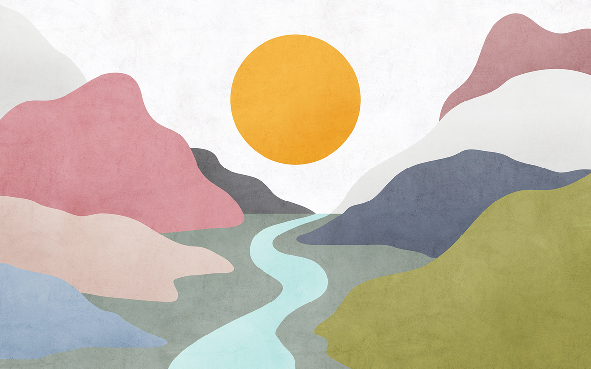 Papier peint panoramique Montagne Velvety Valley multicolore - Papier Peint Komar Infinity 2