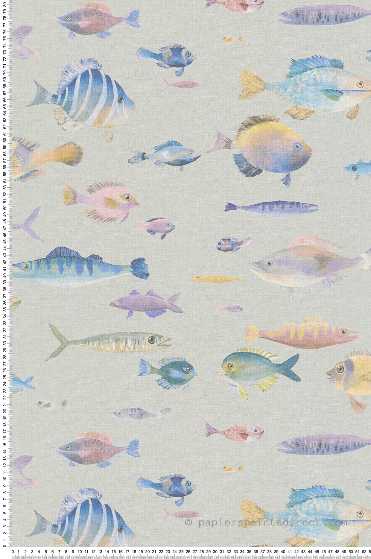 Papier peint Poisson Aquarelle gris clair - Pintwalls 2 d'A.S. Création | Réf. AS-396964