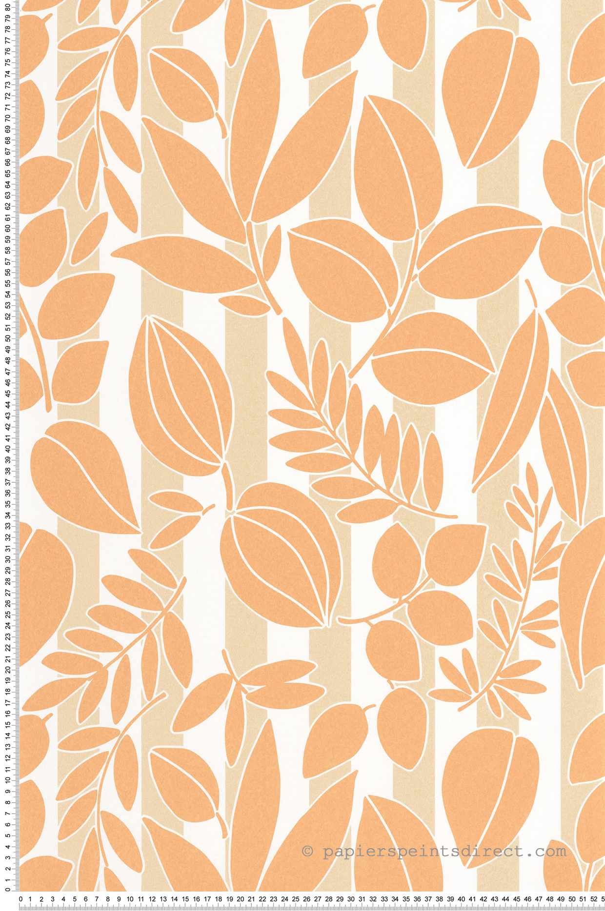 Papier peint Feuillage Rayure Ramatuelle abricot sable - Echappée Belle de Casadéco | Réf. ECHA89823131