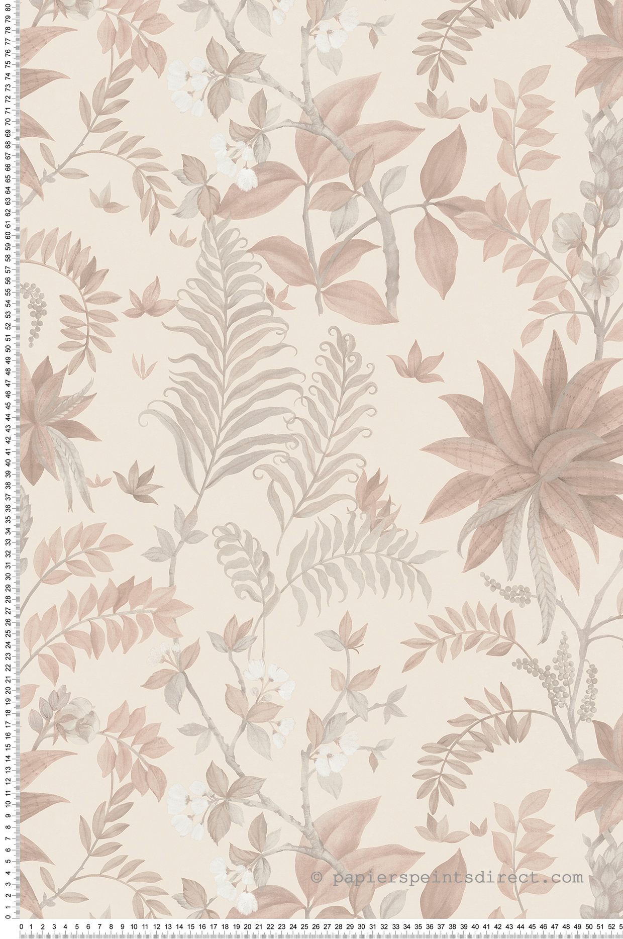 Papier peint Feuillage Exotique Aquarelle beige rose - Aristide de Lutèce | Réf. LTC-480-3