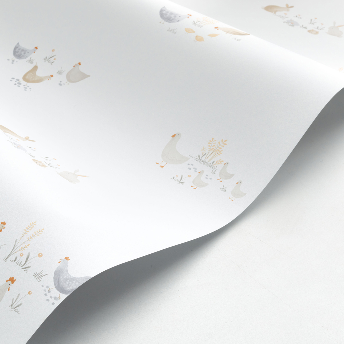 Papier peint Animaux Lapin Poule gris - Once Upon A Time de Casadéco | Réf. OUAT88372931