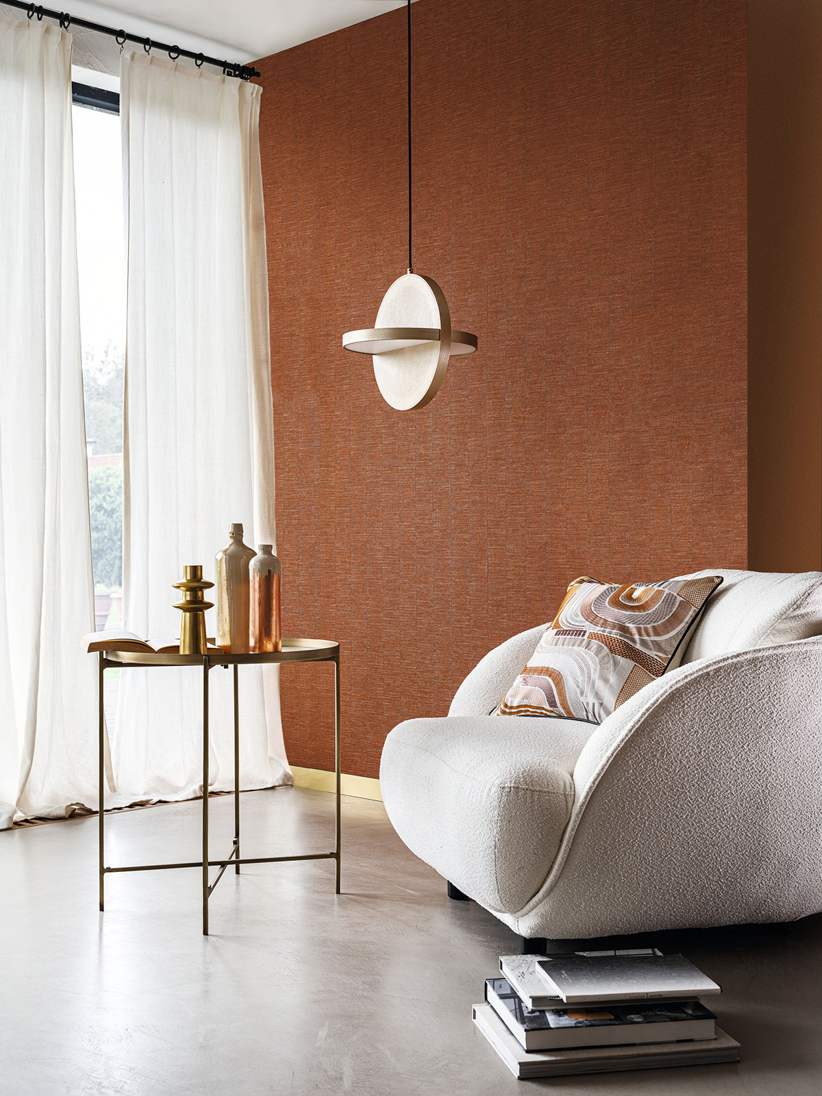 Papier peint Effet Tissu Platinum orange brûlée - Alliages de Casamance | Réf. CAS-75072550