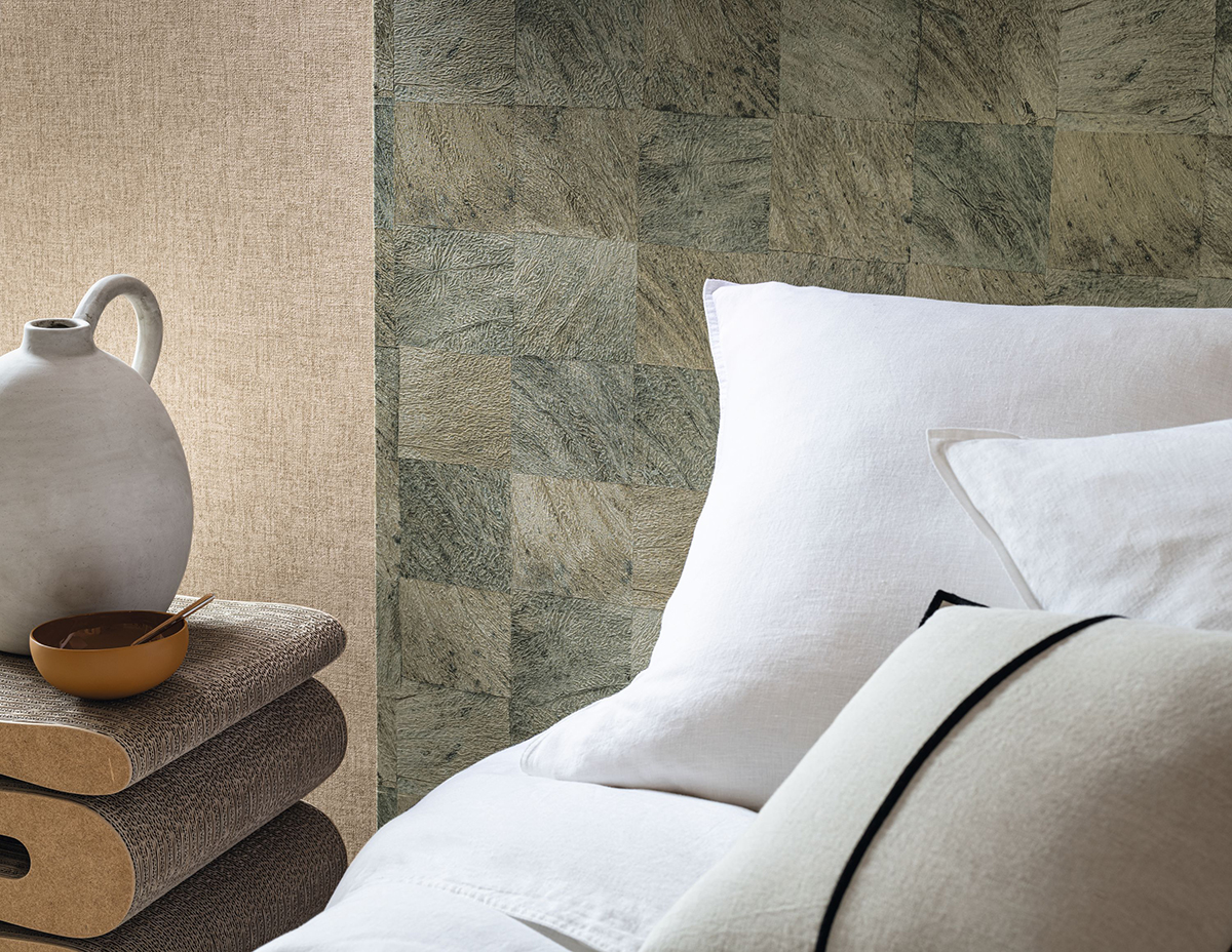 Papier peint Bois Abale vert - Karabane de Casamance | Réf. CAS-75173368