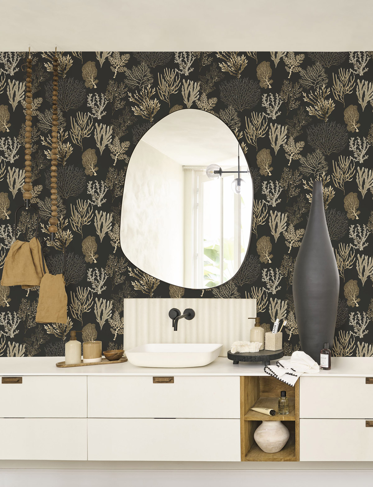 Papier peint Marin Corail anthracite - Seaside de Casadéco | Réf. SEAS83979808