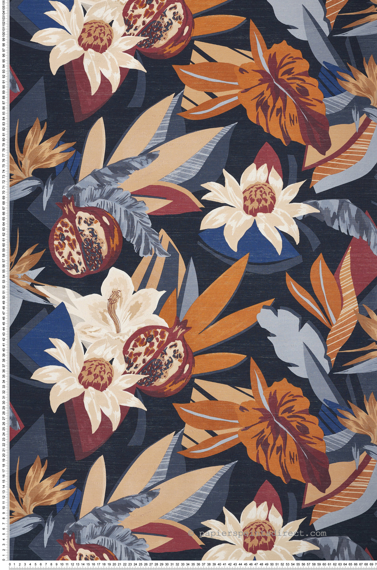 Papier peint Fleur Tropicale Salvador marine terre de sienne - Aventura de Casamance | Réf. CAS-75531426