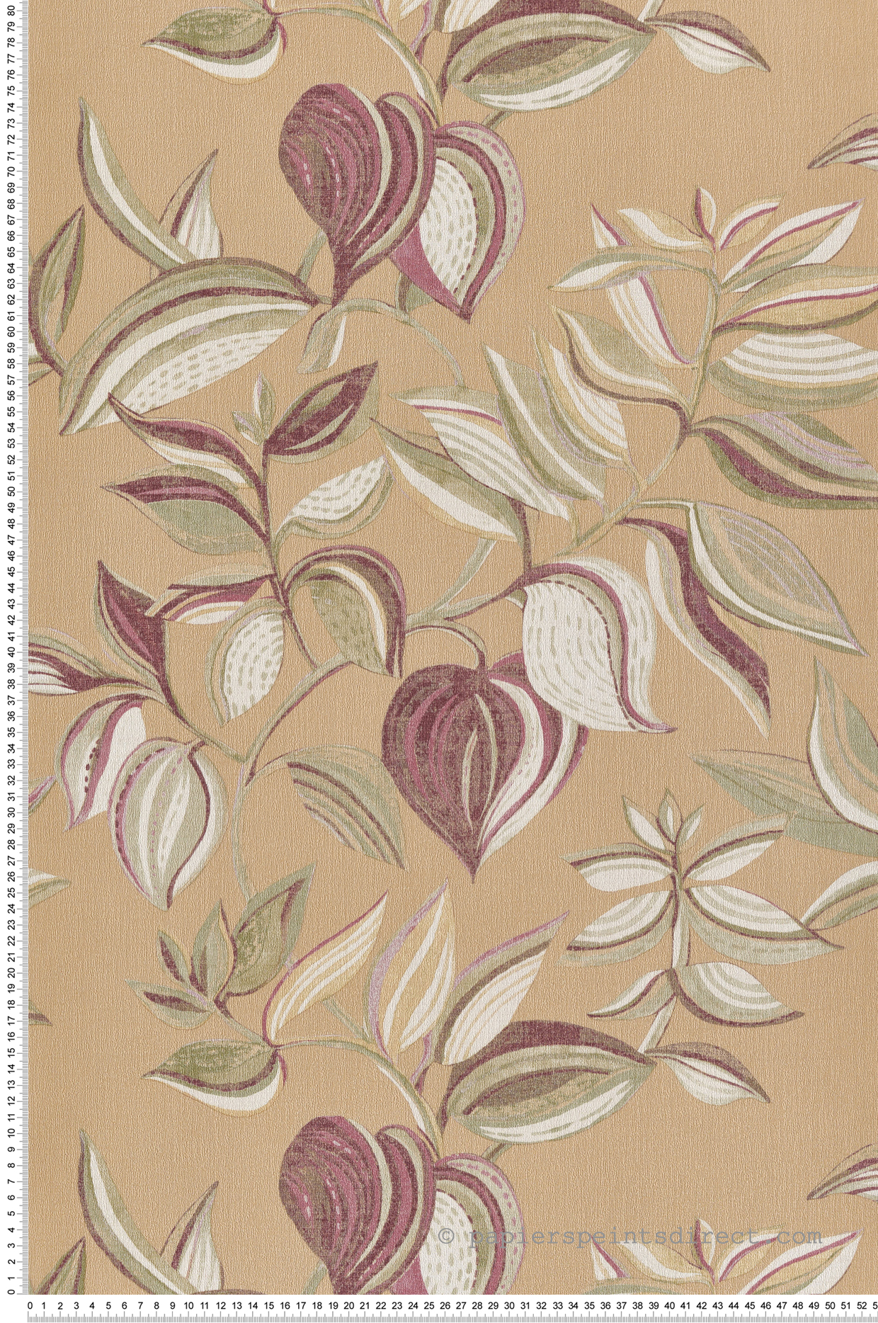 Papier peint Feuillage Art prune beige - Jaipur de Montecolino | Réf. MC-26438