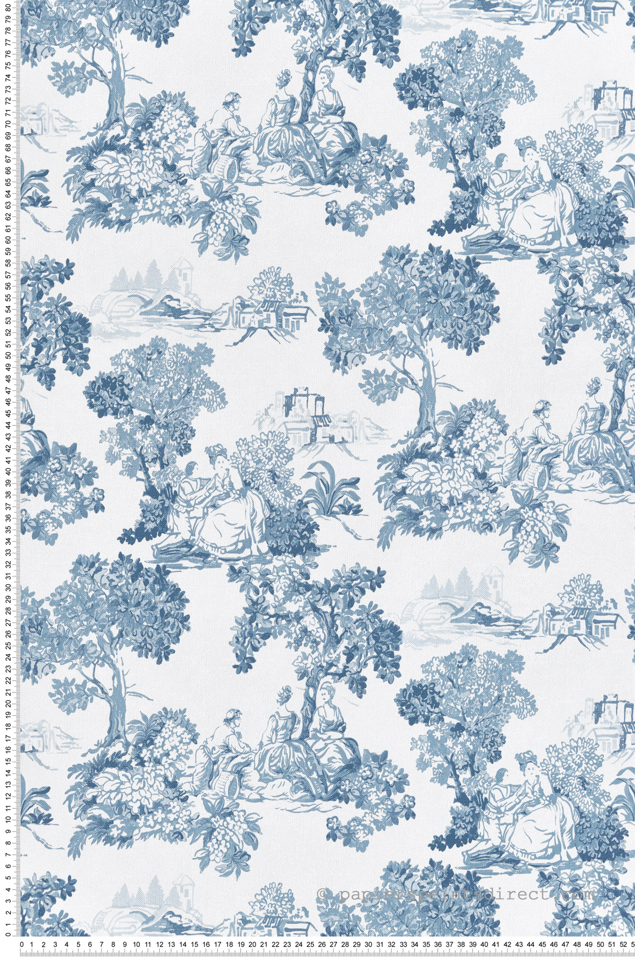 Papier peint Toile de Jouy Scène bleu marine - Garden Party 2 de Montecolino | Réf. MC-8342