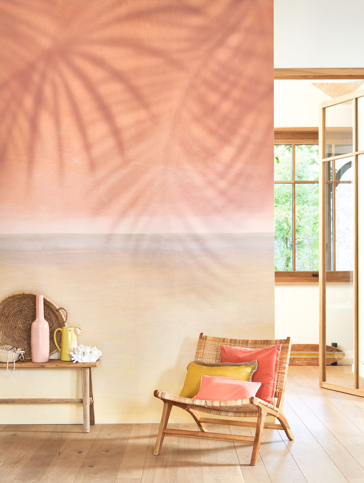 Papier peint panoramique Dégradé Santa Monica Sunset beige rose - California de Casadéco | Réf. CALF88843324