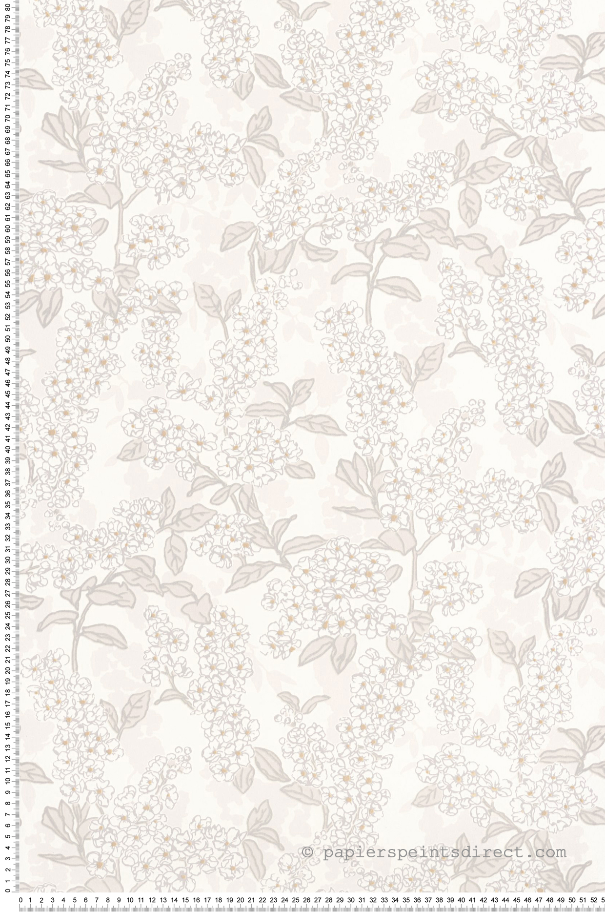 Papier peint Fleurs Ume blanc coton - Kyoto de Casadéco | Réf. KYTO88730119