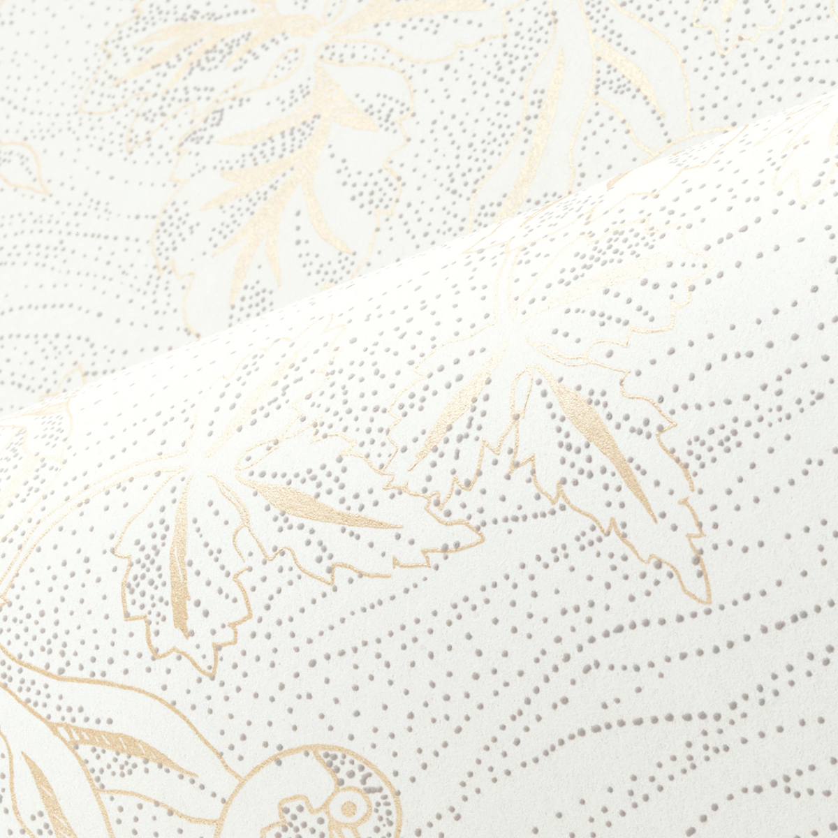 Papier peint Oiseau Pois Mirador blanc doré - L'Ile aux Oiseaux de Casamance | Réf. CAS-75891222