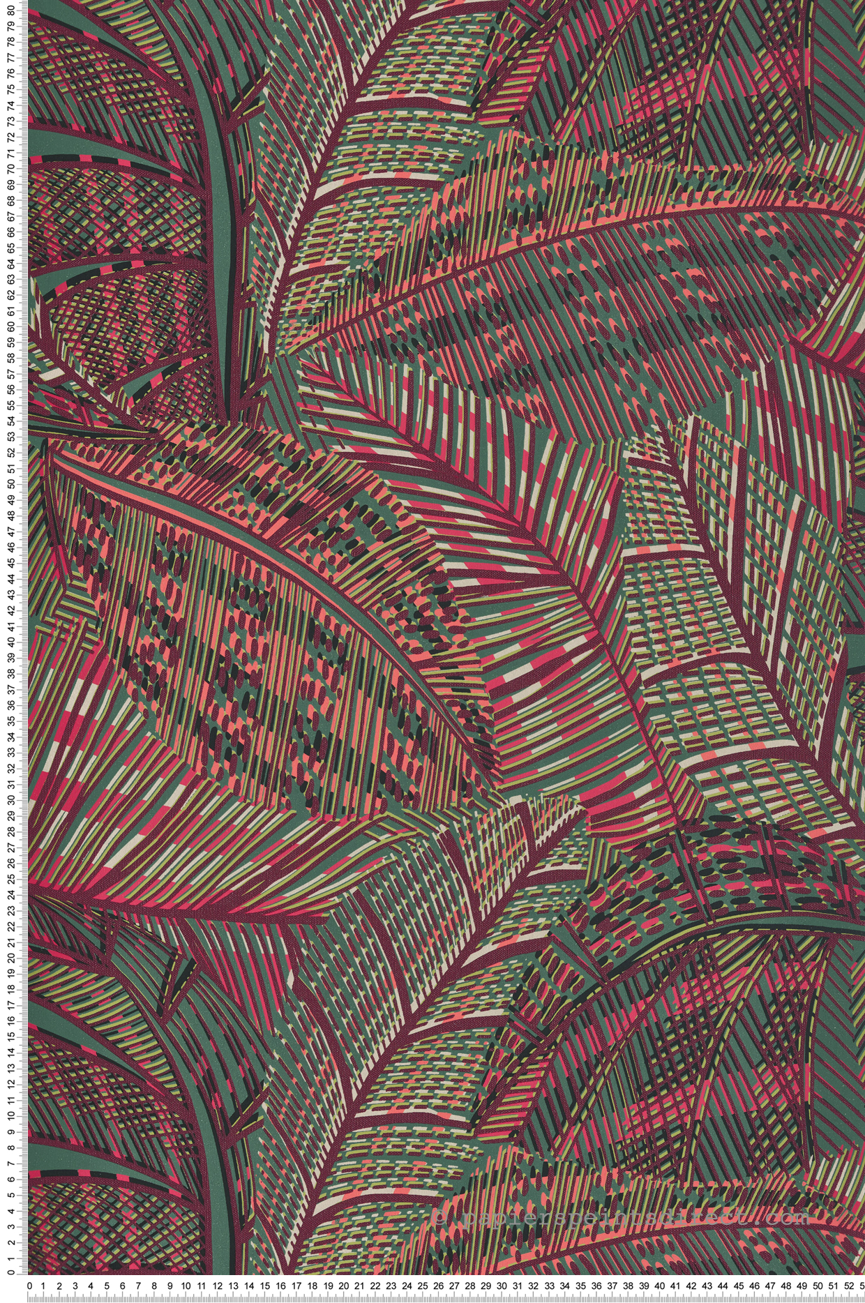 Papier peint Feuille Graphique bordeaux vert - Picto de Lutèce | Réf. LTC-PIC314