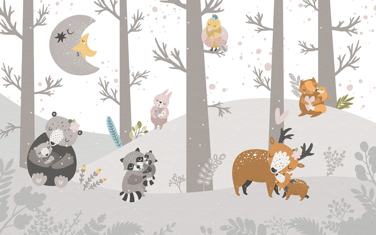 Papier peint panoramique Animaux Nuit Little Darling - Papier peint Komar Into Wonderland