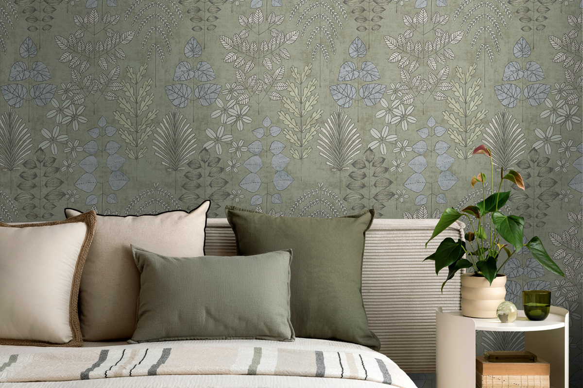 Papier peint Herbier Graphique Athyrium vert sauge  - Nordic Feeling d'A.S. Création AMB2 | Réf. AS-791491