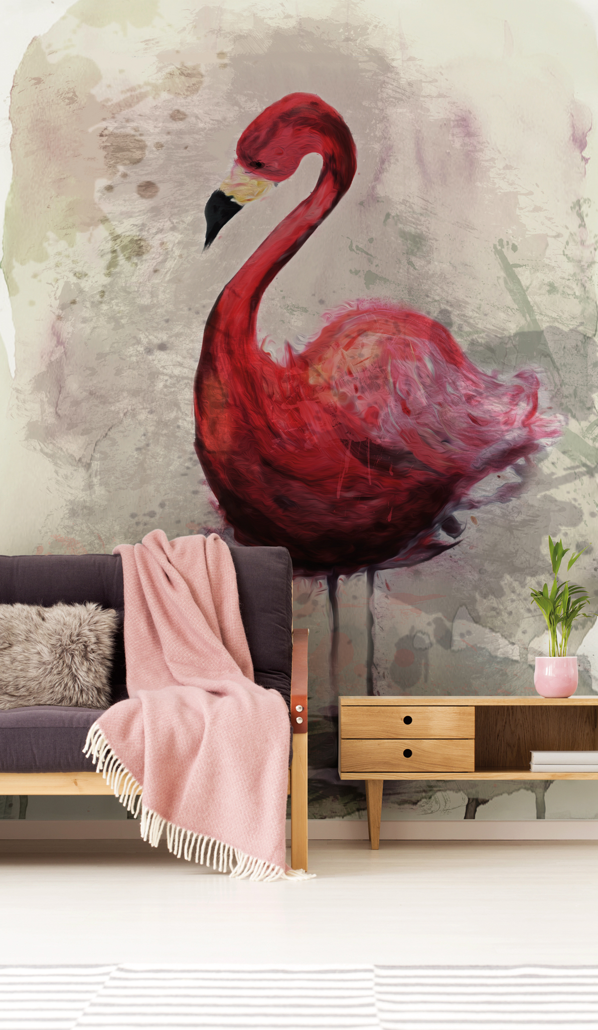 Papier peint panoramique Flamant rose Flamingo - Référence DD120049 - Intissé 200g/m2 - Standard 200 x 270