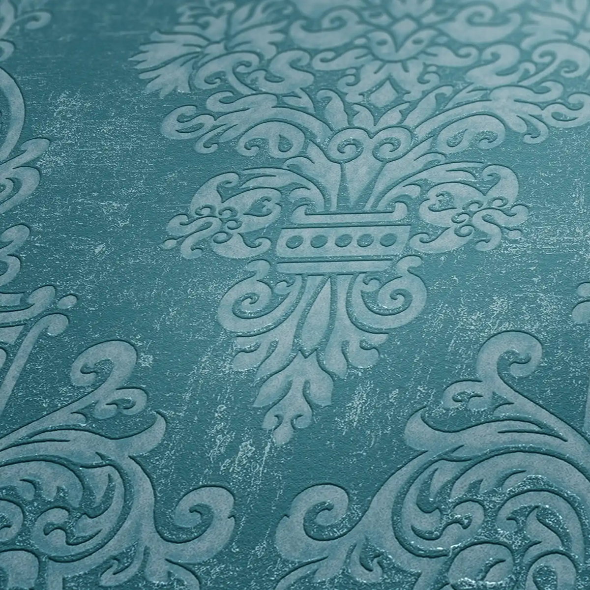 Papier peint Médaillon Baroque turquoise métallisé - Pure Elegance d'A.S. Création AMBZ | Réf. AS-397654