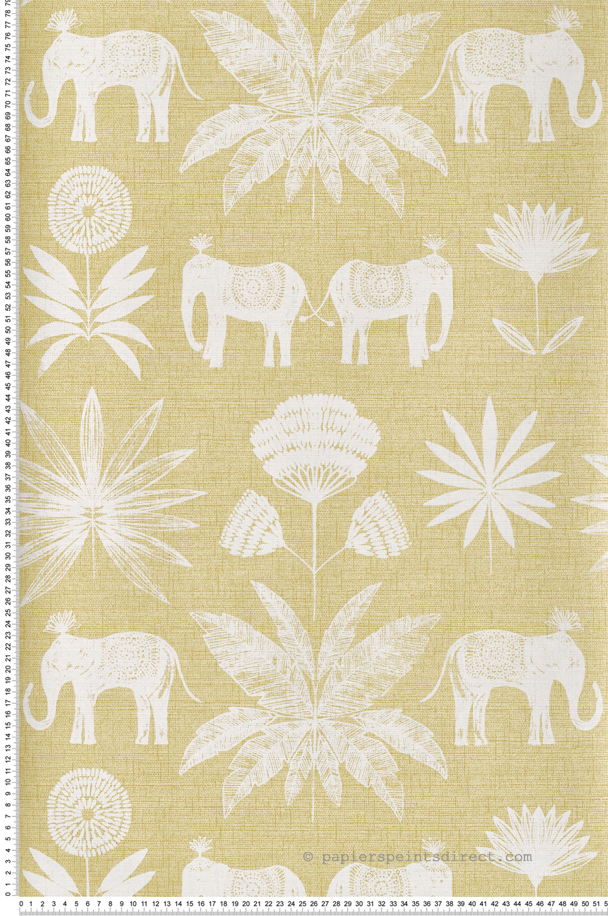 Papier peint Eléphant Indien et Fleur jaune - Happy de Lutèce | Réf. LTC-FD26434