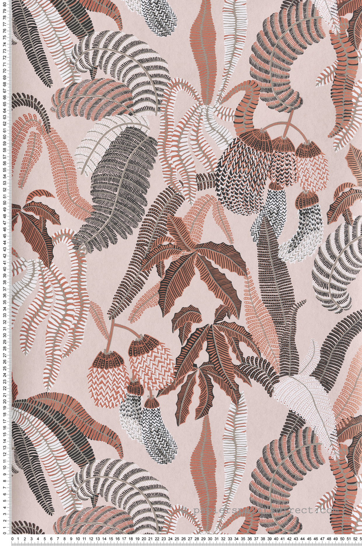 Papier peint Jardin Ninfa rose terracotta métallisé - Romance de Masureel | Réf. MAS-ROM004