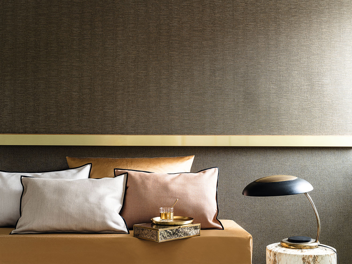 Papier peint Effet Tissu Platinum gris et doré - Alliages de Casamance | AMB Réf. CAS-75072346