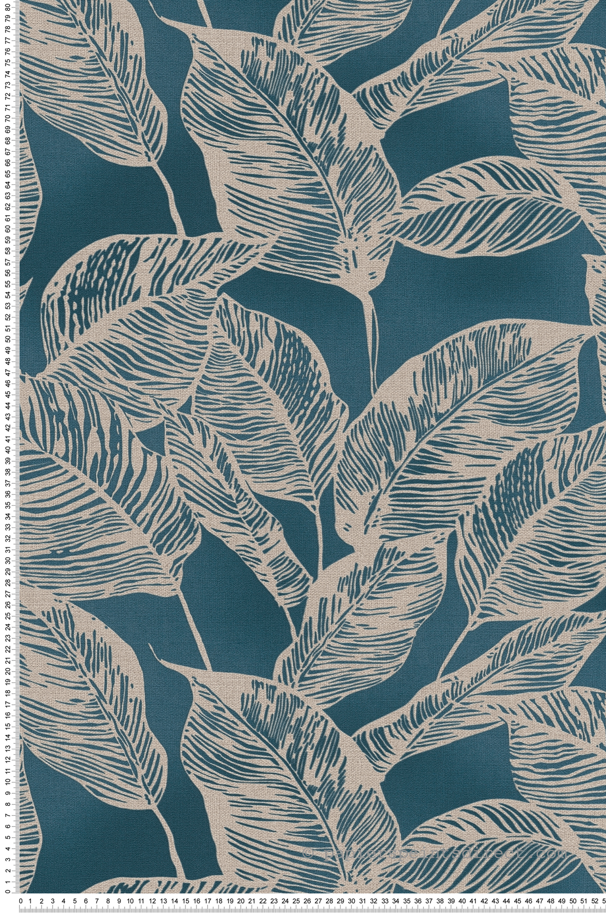 Papier peint Feuilles Stylisées Leaves bleu canard - Natural Living d'A.S. Création | Réf. AS-386631