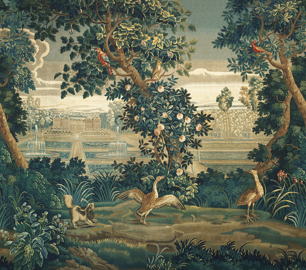 Papier peint Panoramique Classique Tapestry vert - Aristide de Lutèce | Réf. LTC-3861-1