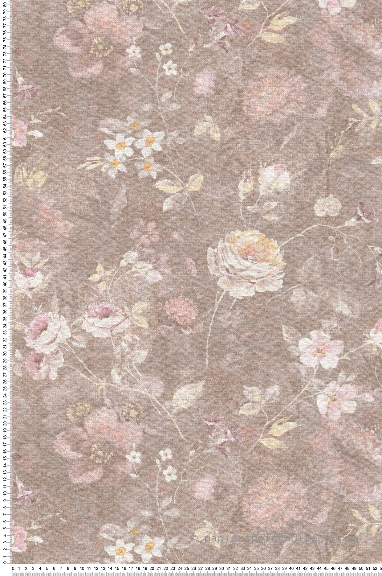Papier peint Vintage Floral Estompé taupe rose - Natural Living d'A.S. Création | Réf. AS-386363