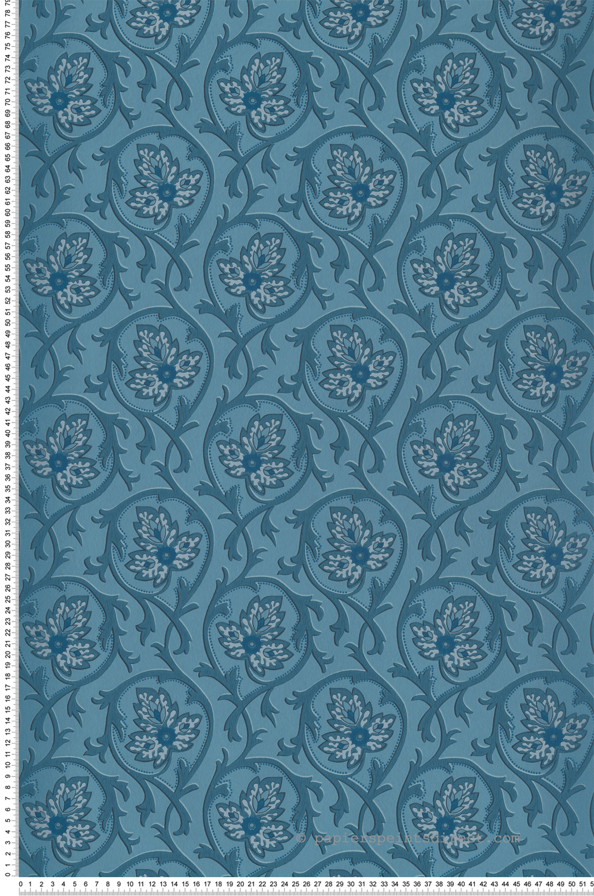 Papier peint Feuille Hoja Air Force Blue - National Trust Papers 3 de Little Greene | Réf. 0263HOAIRFO