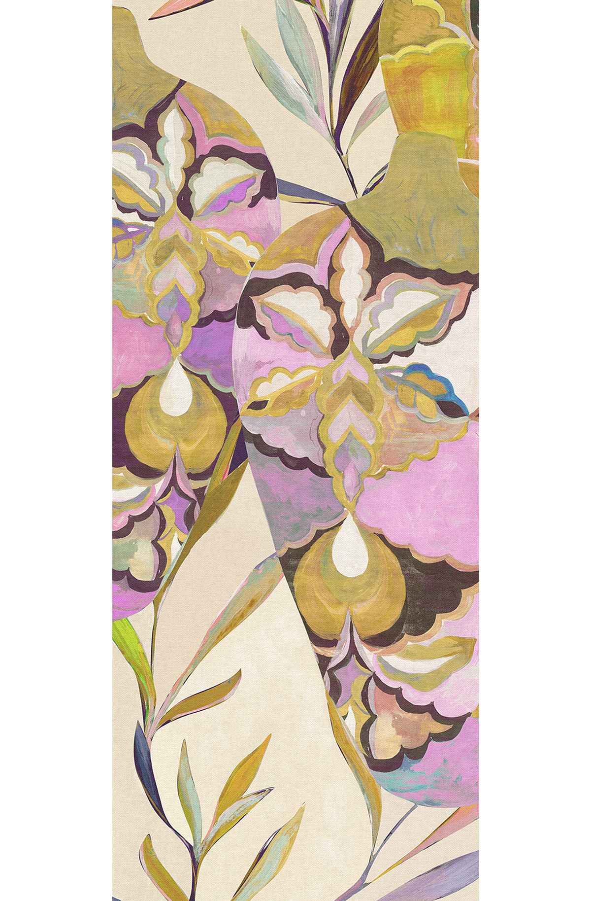 Papier peint panoramique Pot Fleuri Amphor jaune - A H260 - Wall Designs IV de Masureel | Réf. MAS-DG4AMP1021-260