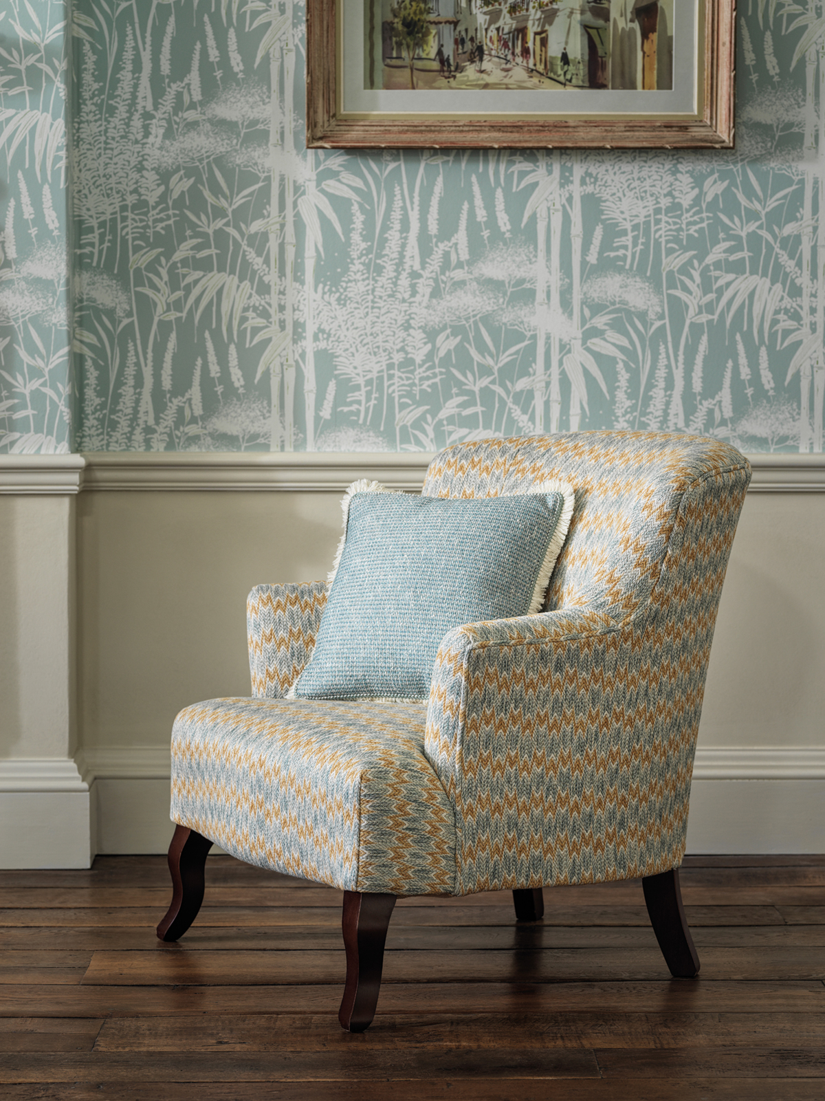 Papier peint Forêt Bambou Poiteau bleu clair - Signature de Nina Campbell AMB2 | Réf. OSB-NCW4498-01