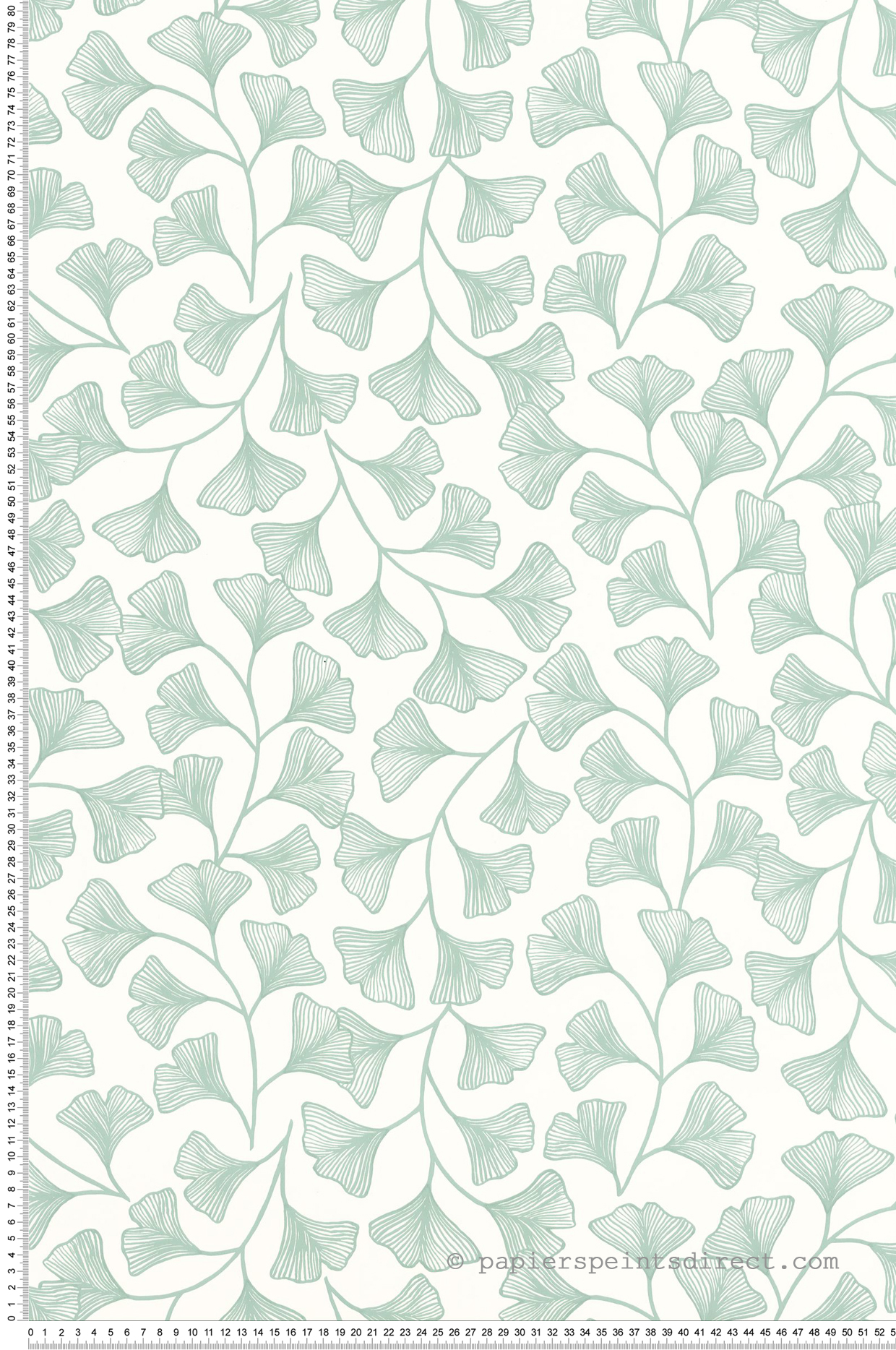 Papier peint Feuille Ginkgo Osaka vert d'eau blanc - Green & Co de Casélio | Réf. GCO103910737