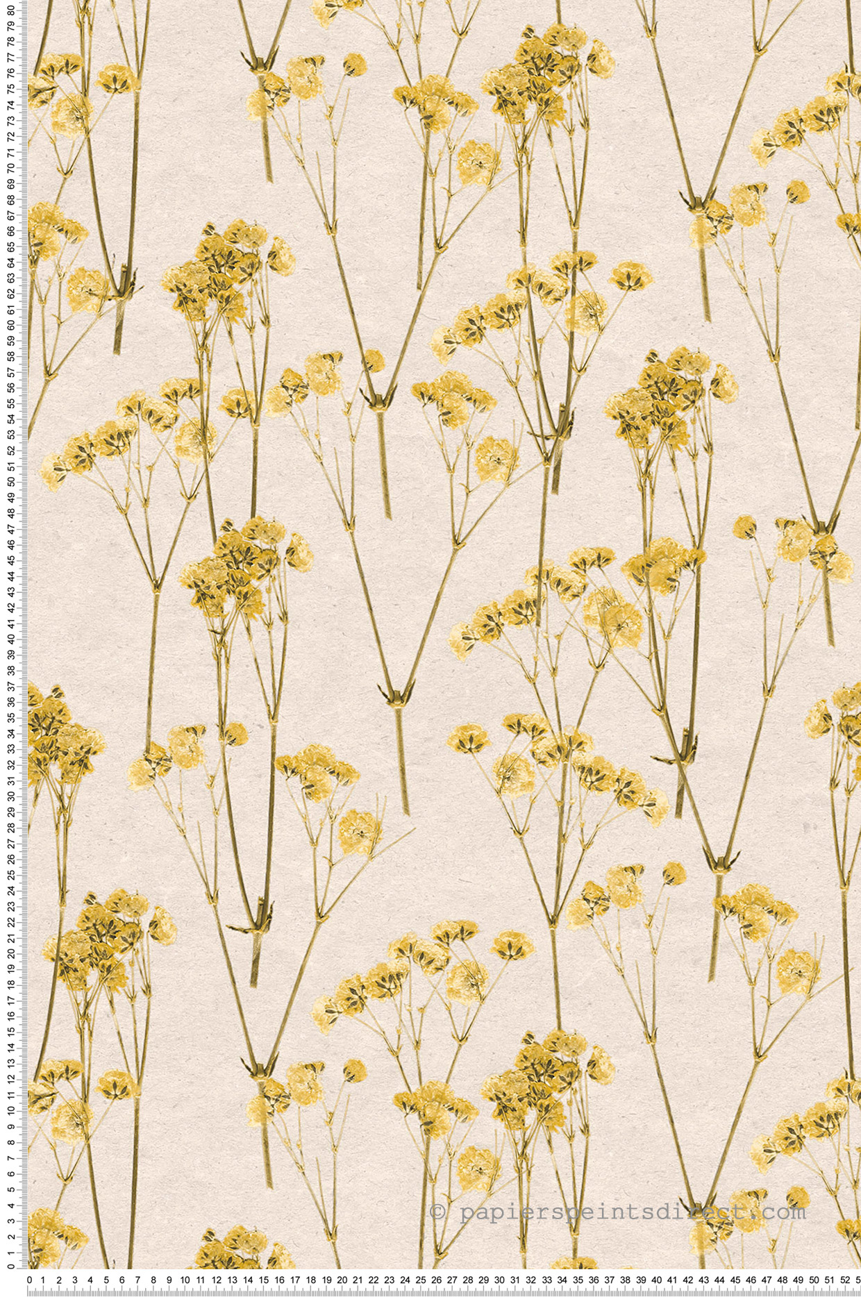 Papier peint Fleurs Séchées jaune grège - Herbier de Montecolino | Réf. MC-HE27242