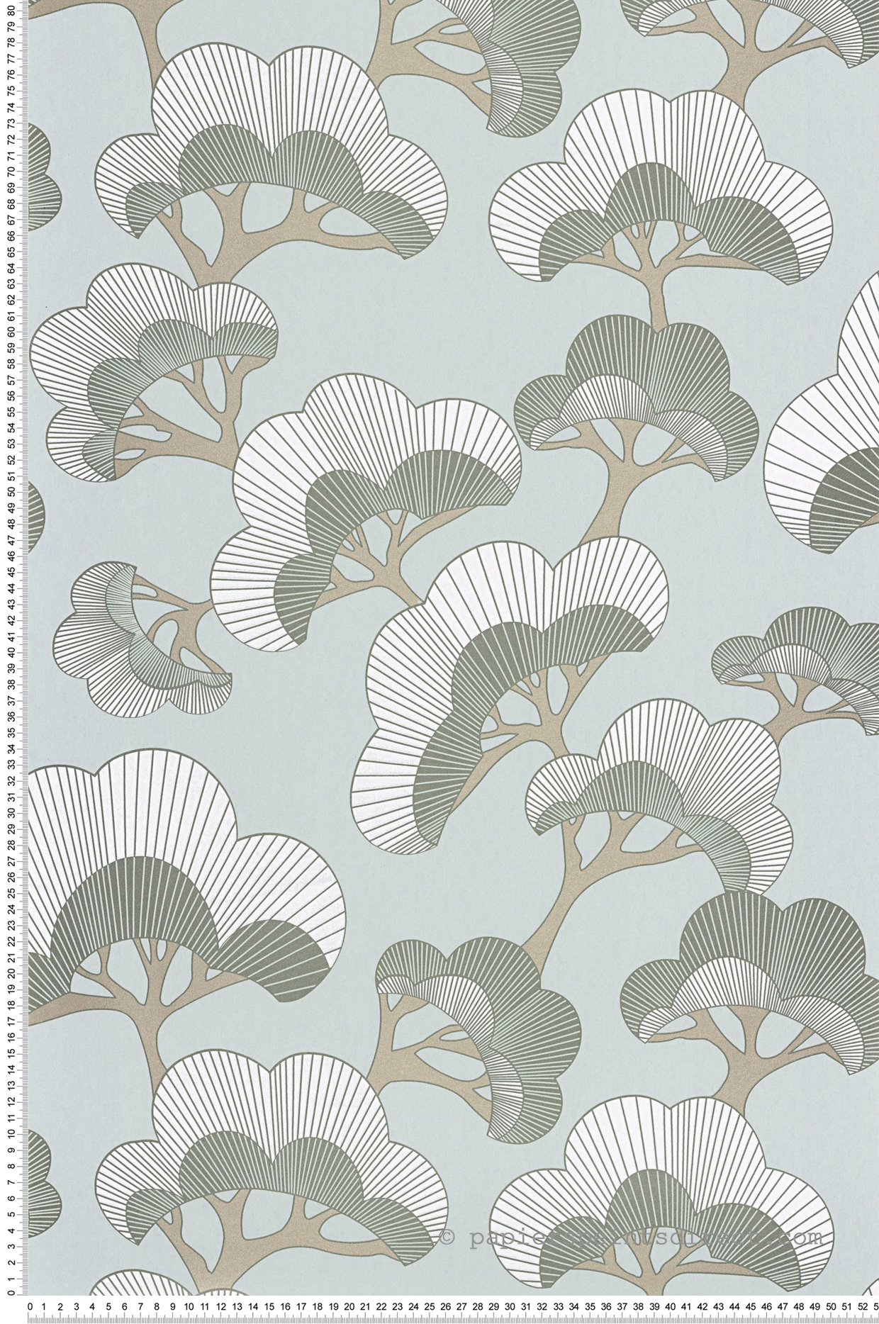 Papier peint Pin Goyo Matsu bleu fumée - Kyoto de Casadéco | Réf. KYTO88717089