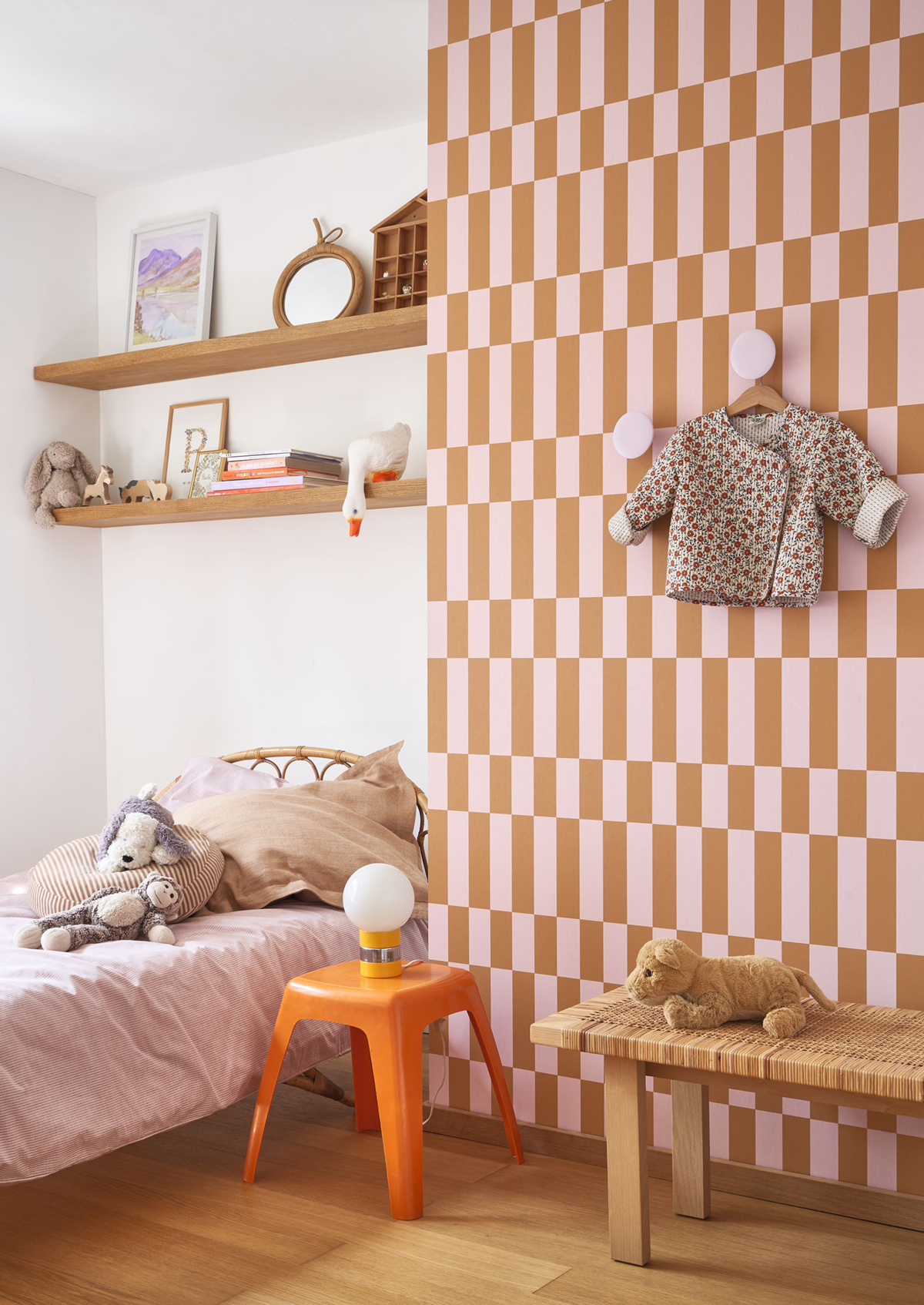 Papier peint Damier Rectangle Diner camel parme - Milano Sixties de Casadéco | Réf. MISI89345252