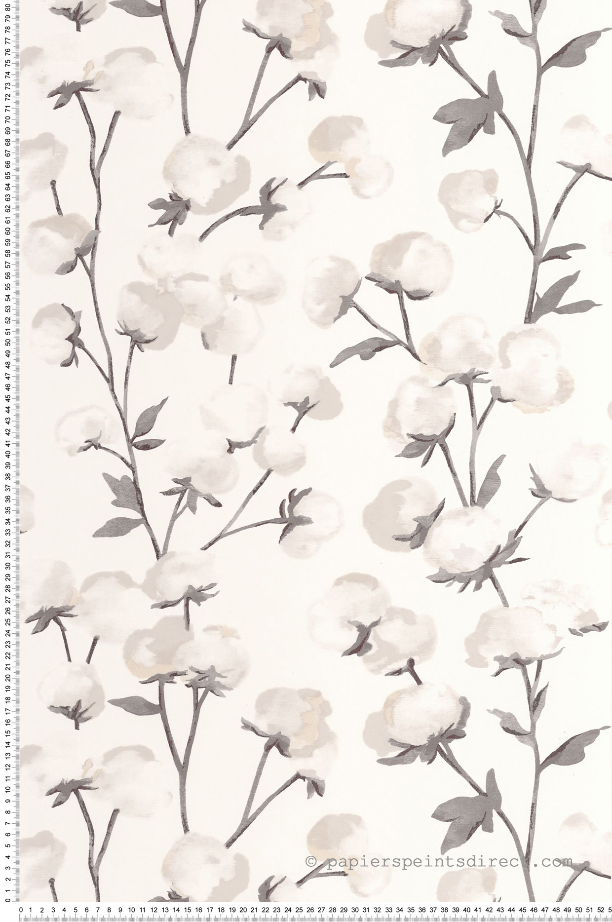 Papier peint Fleur de Coton gris fusain - Soliflore de Casadéco | Réf. SOLI200290909