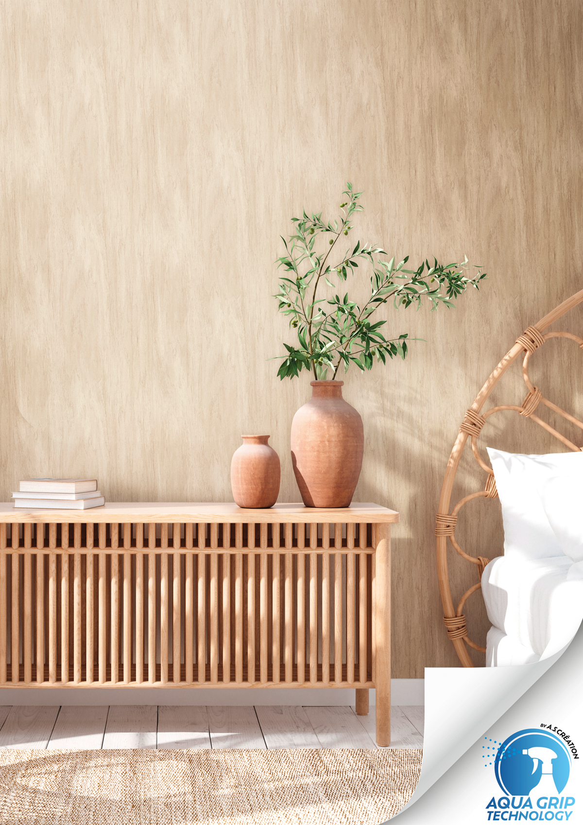 Papier peint préencollé Bois Veinage beige foncé - Designdrop d'A.S. Création AMB2 | Réf. AS-784901