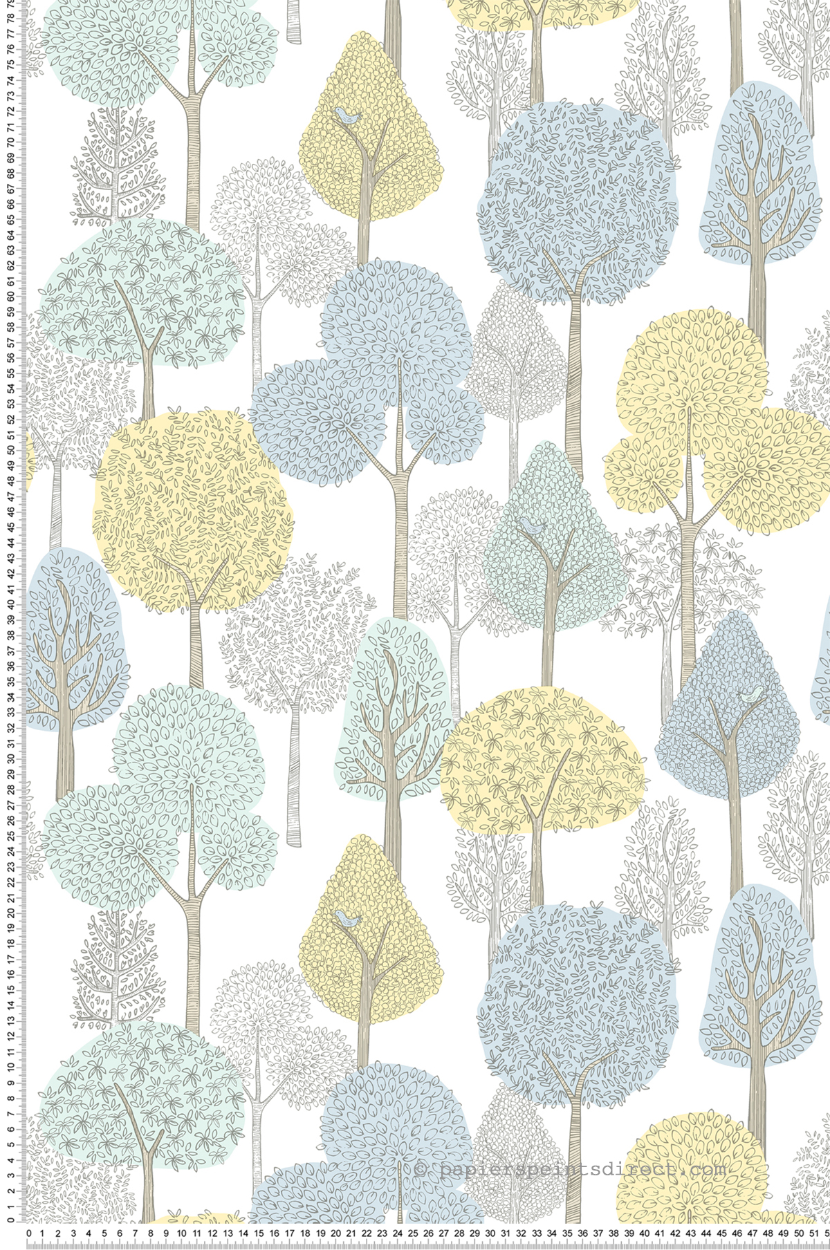 Papier peint adhésif Arbre Enfantin Bosquet bleu - Les Adhésifs de Lutèce | Réf. LTC-PSW1188RL