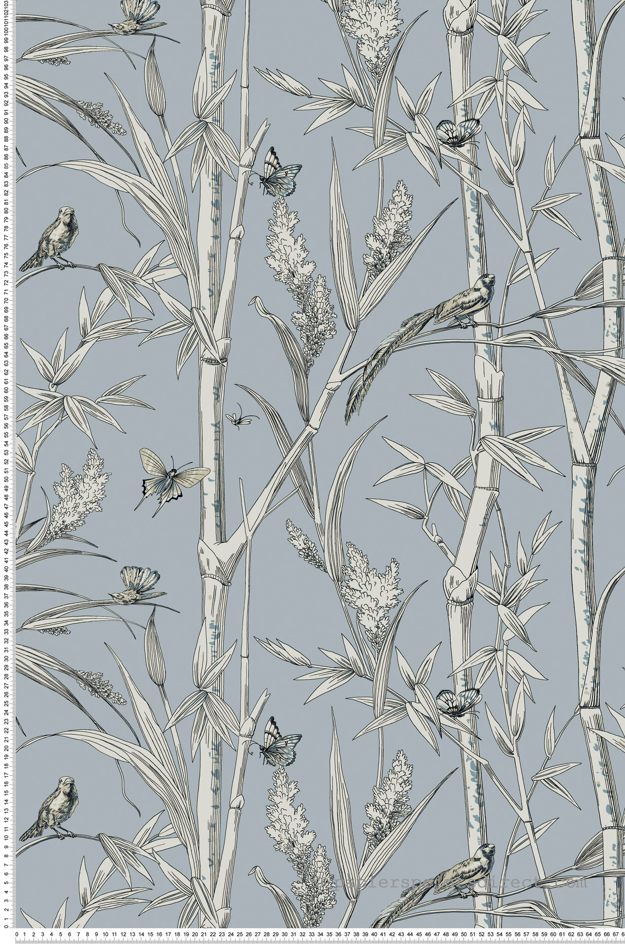 Papier peint Bambou Papillon bleu clair - Toiles de York (Initiales) | Réf. INI-RT7833