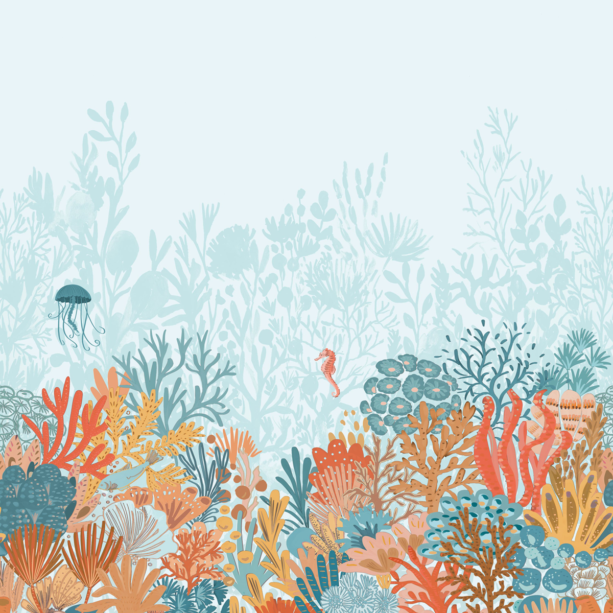 Papier peint panoramique Marin Magic Seafloor bleu ciel S 250X250 - Pimp My Wall de Casélio | Réf. PMW104906006