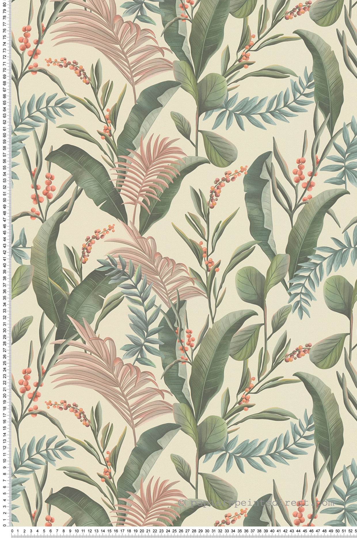 Papier peint Feuille Nature Tropical beige vert - Drawn Into Nature de Livingwalls | Réf. 39436-1