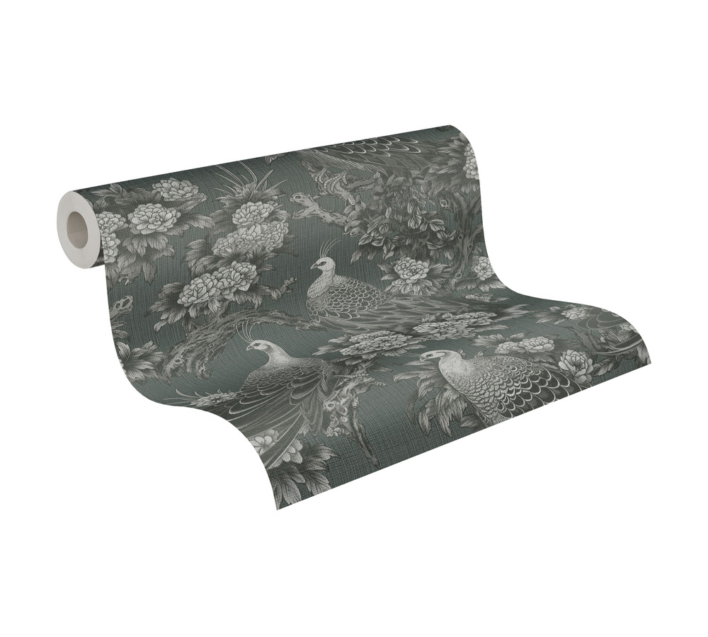 Papier peint Jardin Paon anthracite noir - Metropolis Michalsky 6 de Livingwalls ROLL | Réf. AS-399821