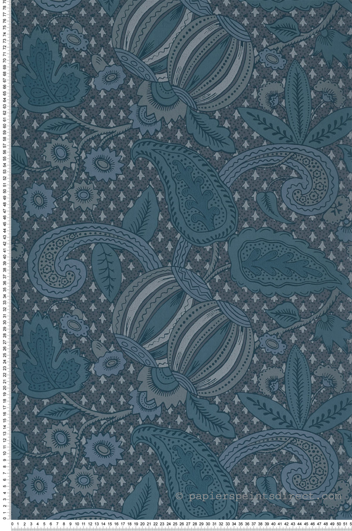 Papier peint cachemire Pomegranate Blue Scale - National Trust Papers de Little Greene | Réf. 0245POBLUES