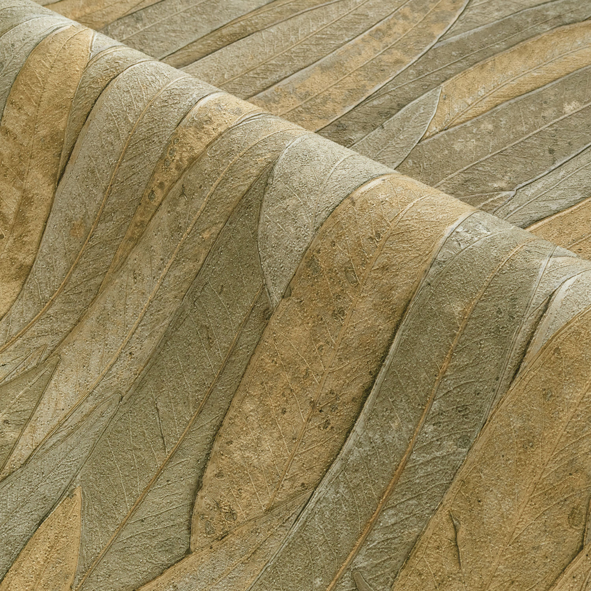 Papier peint Feuille Neluwa vert kaki clair - Golfe du Bengale de Casamance | Réf. CAS-75961222