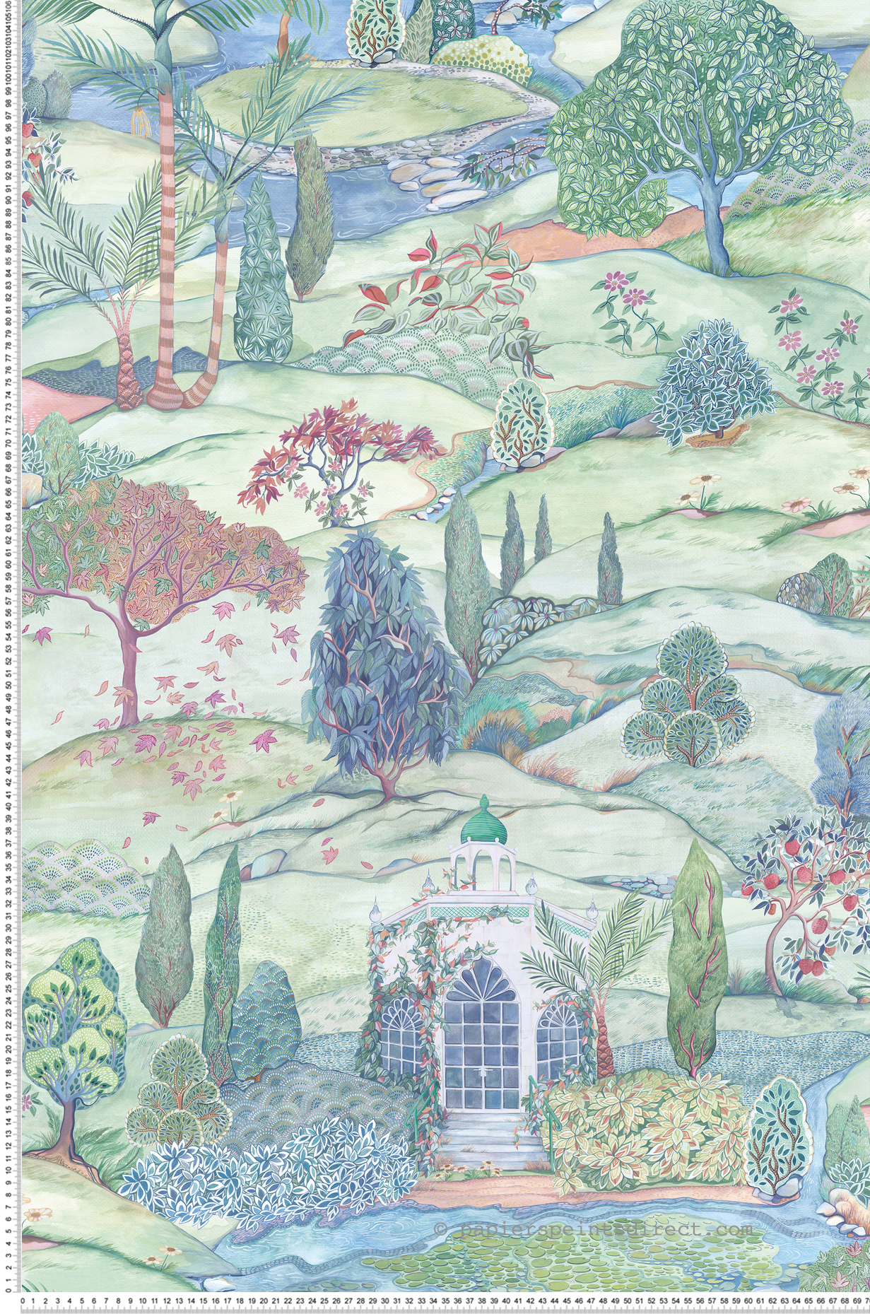 Papier peint Jardin Indien Lodhi bleuté - Byzance d'Osborne & Little | Réf. OSB-W7900-02