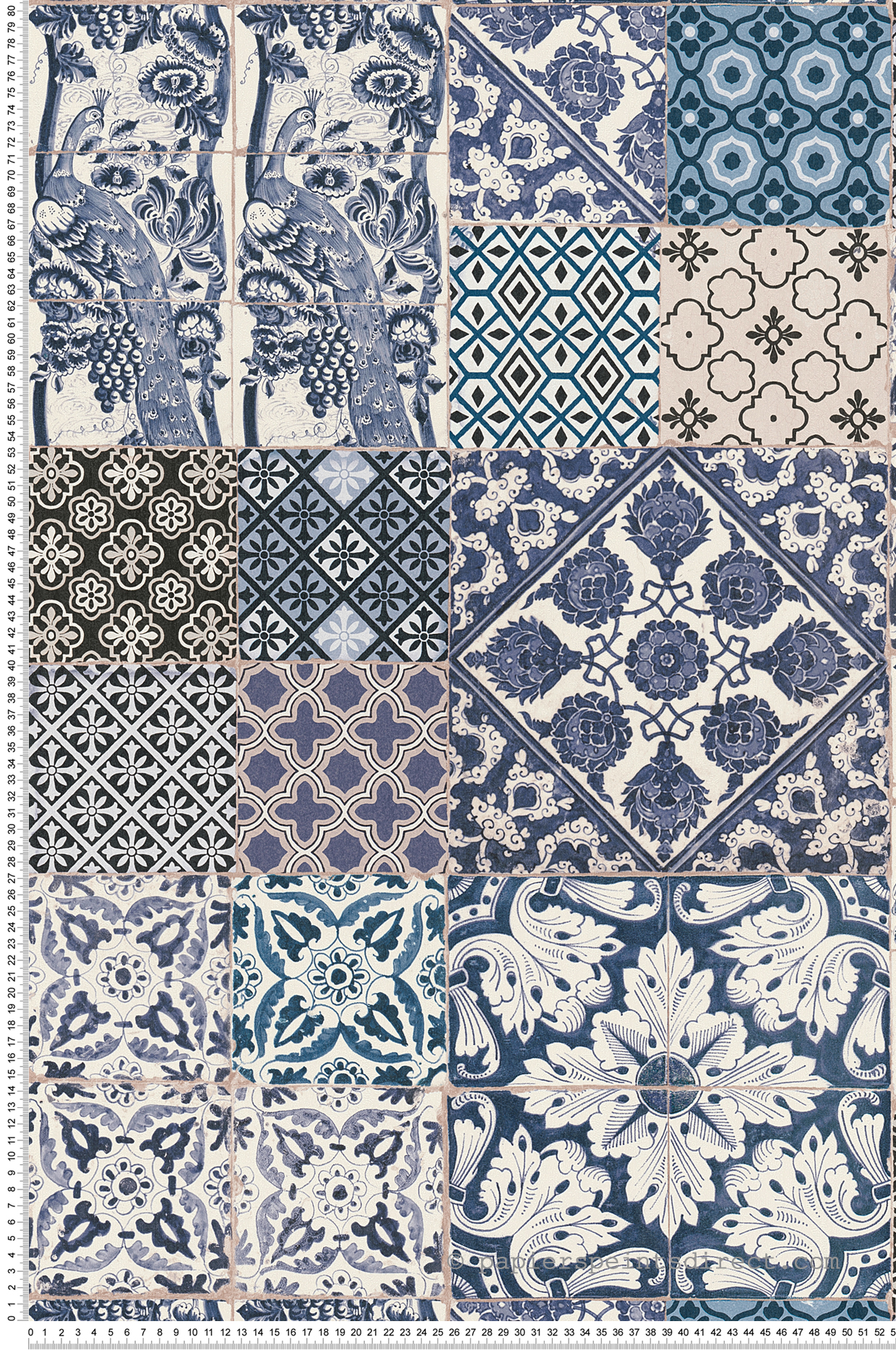 Papier peint Carreaux de ciment bleu nuit - Metropolitan Stories d'AS Création | Réf. SP14676