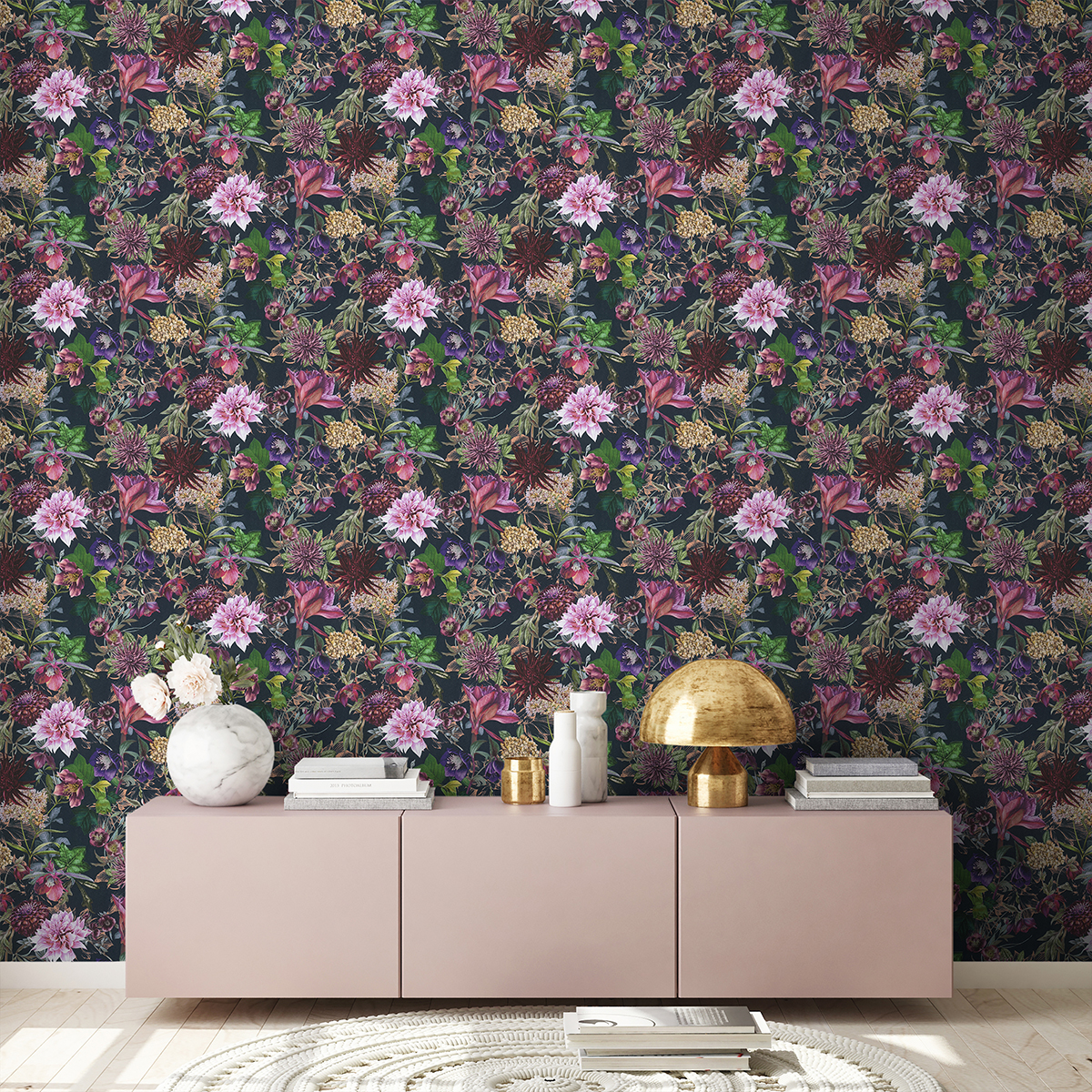 Papier peint Jardin Floral rose et violet - Dream Flowery de Architects Paper | AMB Réf. 38175-6