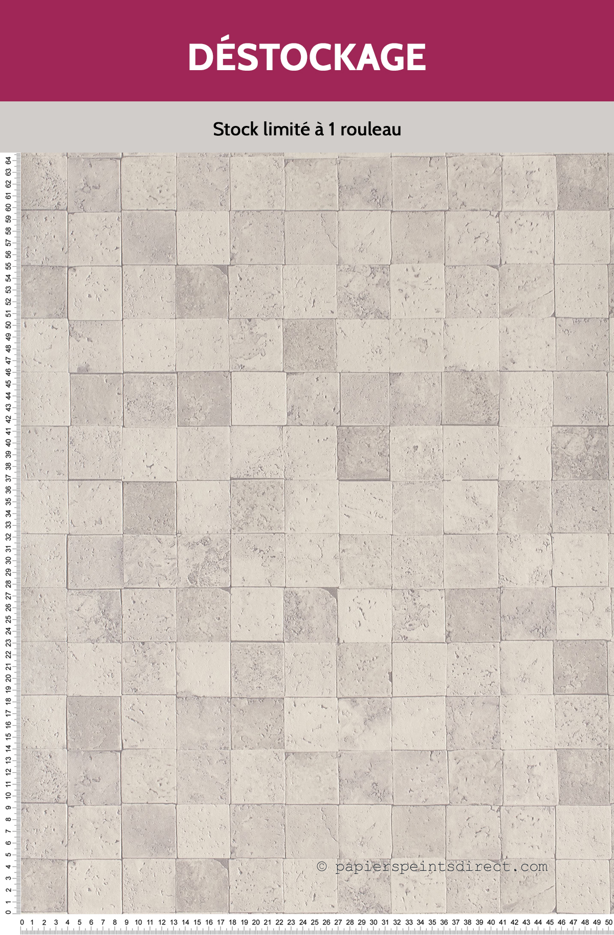 Papier Peint Destockage - Carreaux de pierre gris clair