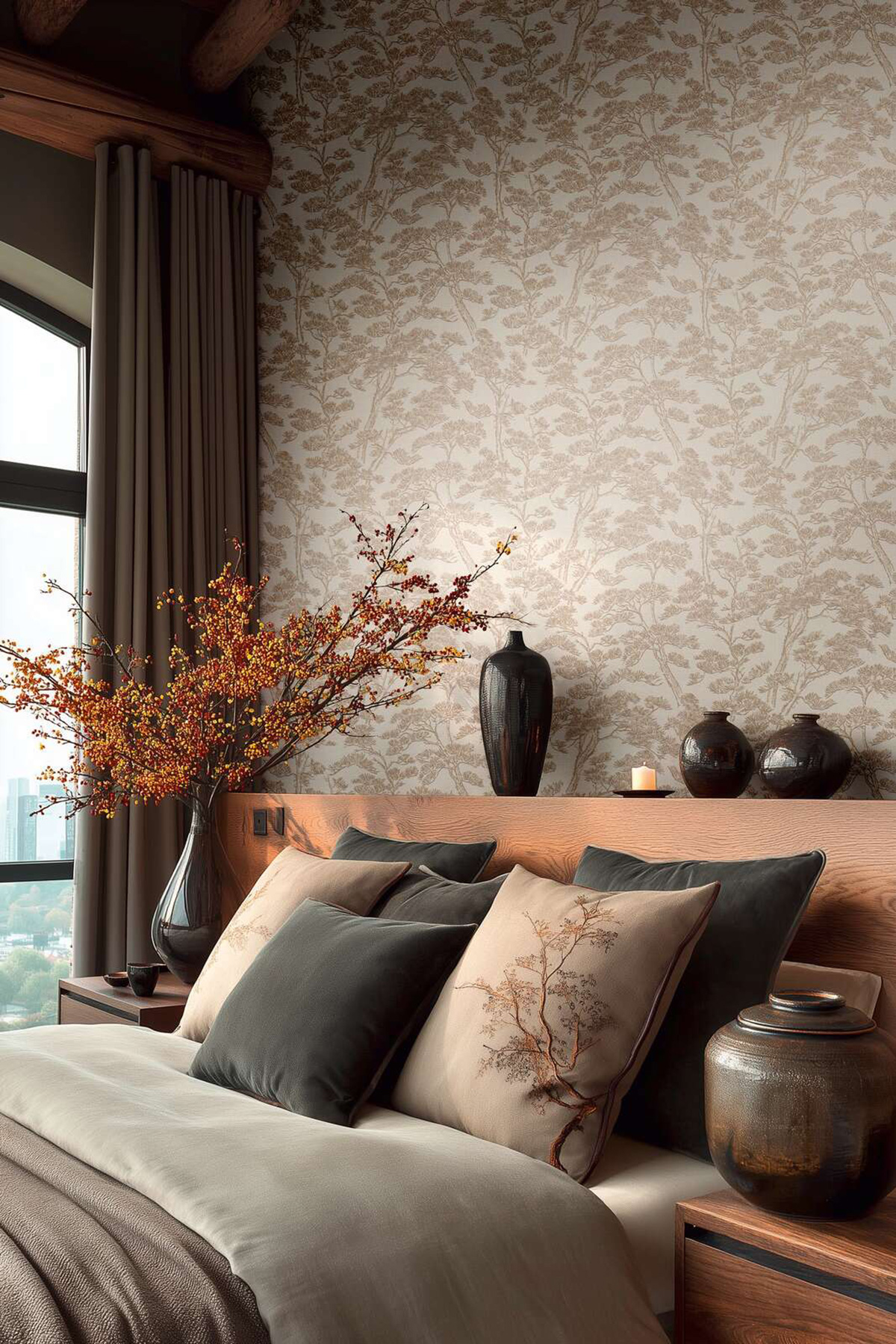 Papier peint Japonais Naturel Pins beige - Vibes & Styles d'A.S. Création | Réf. AS-790012